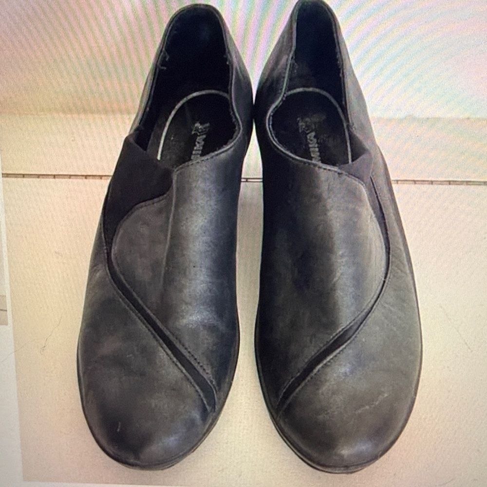 Romika Black Leather Comfort Slip On Shoes Heel Women Size 42- 11 US